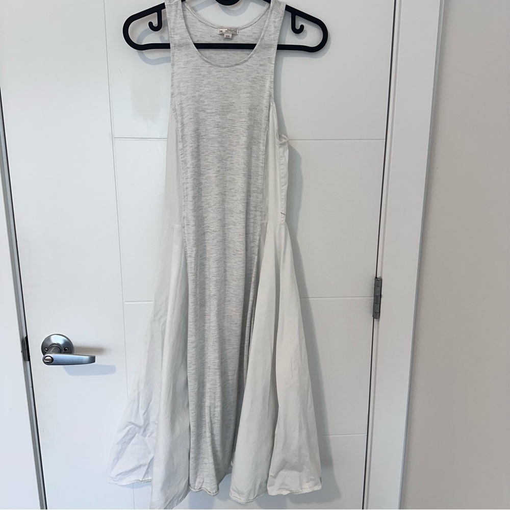 GAP Mixed Media Fit & Flare Tank Dress Two Tone Grey White Size XS